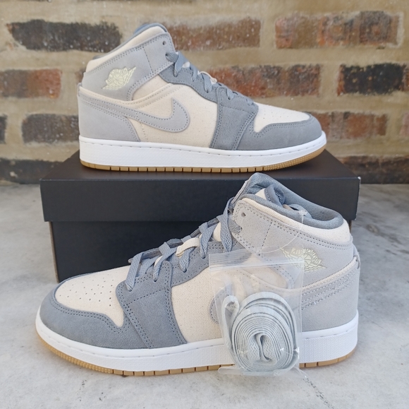 Jordan Shoes - Nike Air Jordan 1 Mid 'Coconut Milk Partical Grey' Sneakers Shoes